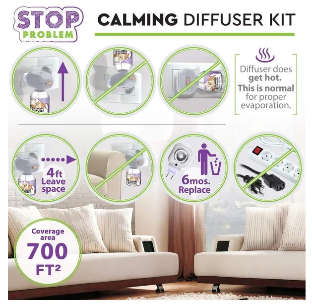 Cat Calming Diffuser & Pet Anti Anxiety Products Feline Calm Pheromones Plug In
