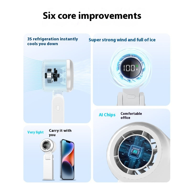 Handheld High-speed Mini Little Fan Foldable Handheld Digital Display Fan